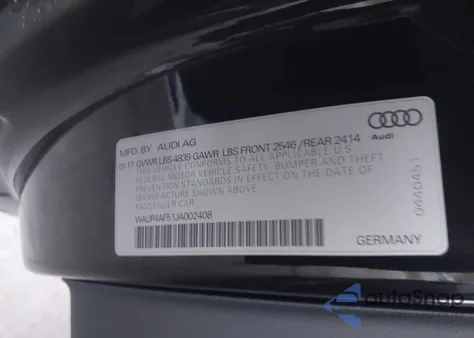 2018 Audi S5 3.0T Premium Plus из США, поврежденный, VIN WAUP4AF51JA002408